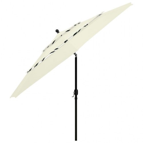 Parasol med aluminiumsstang 3,5 m - 3 niveauer, sandfarvet