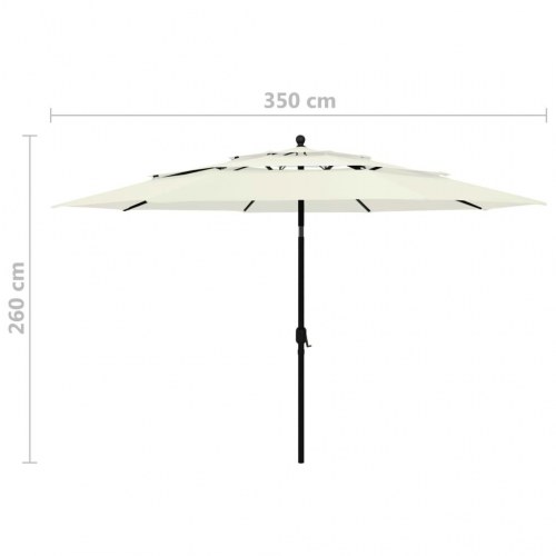 Parasol med aluminiumsstang 3,5 m - 3 niveauer, sandfarvet