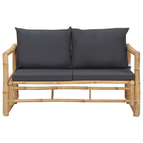Havebænk med hynder 115 cm bambus