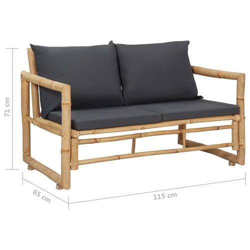 Havebænk med hynder 115 cm bambus