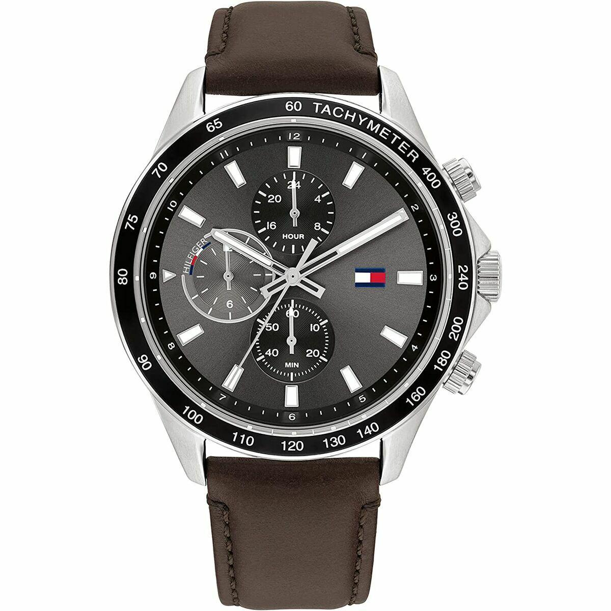 Herreur Tommy Hilfiger 1792015 - brun læderrem, Ø 45 mm