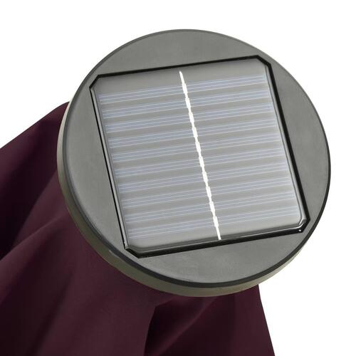 Parasol med LED-lys 200x211 cm aluminium bordeauxrød