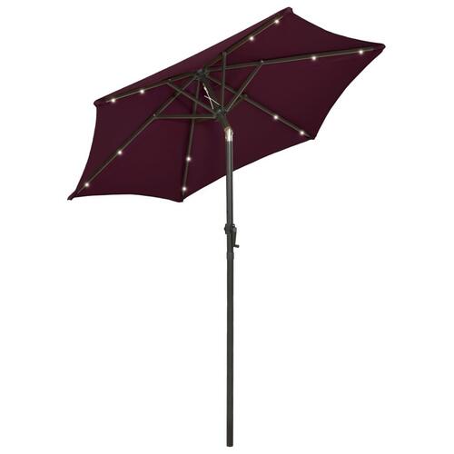 Parasol med LED-lys 200x211 cm aluminium bordeauxrød