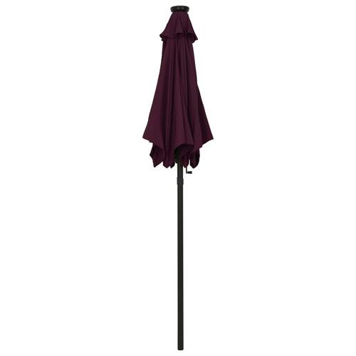 Parasol med LED-lys 200x211 cm aluminium bordeauxrød