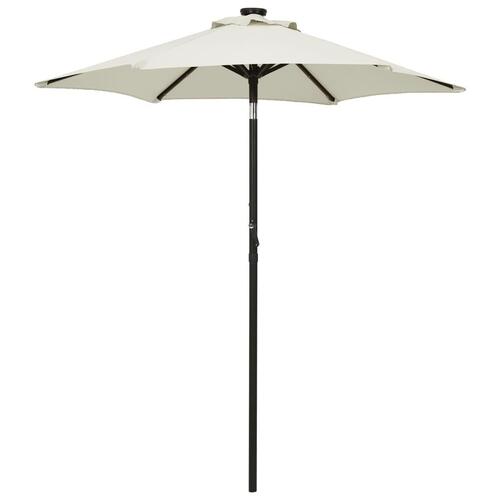 Parasol med LED-lys 200x211 cm aluminium sandfarvet