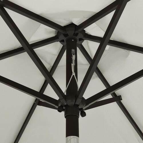 Parasol med LED-lys 200x211 cm aluminium sandfarvet