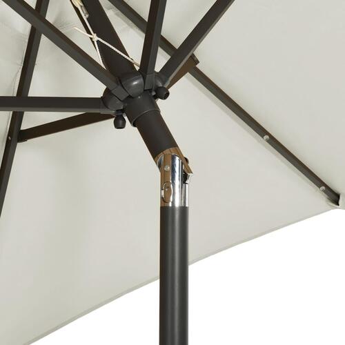 Parasol med LED-lys 200x211 cm aluminium sandfarvet