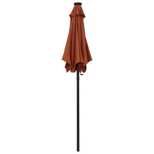 Parasol med LED-lys 200x211 cm aluminium terrakotta