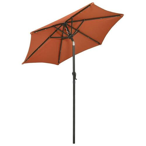 Parasol med LED-lys 200x211 cm aluminium terrakotta