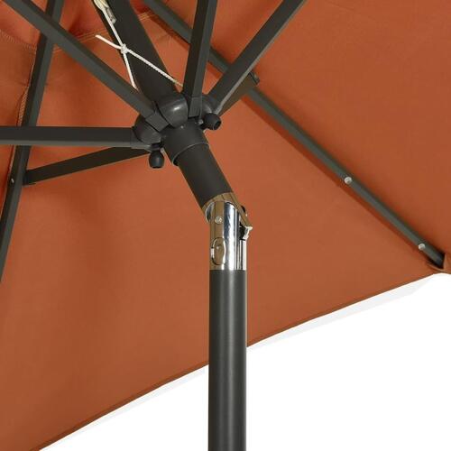 Parasol med LED-lys 200x211 cm aluminium terrakotta