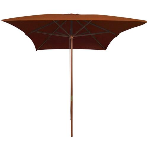 Parasol med træstang 200x300 cm terrakotta