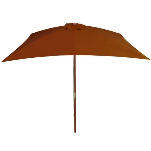 Parasol med træstang 200x300 cm terrakotta