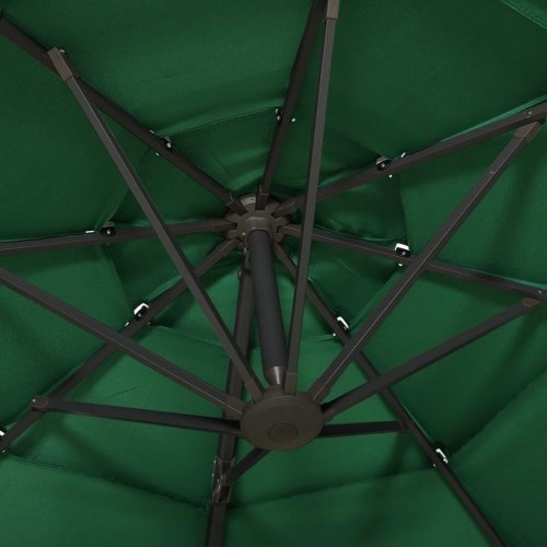 Parasol 3×3 m med aluminiumsstang - 4 niveauer, grøn
