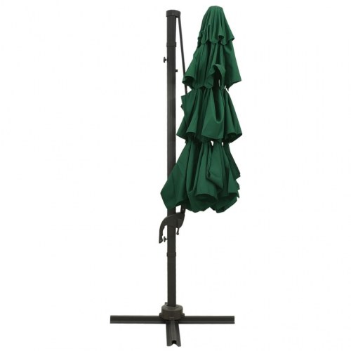 Parasol 3×3 m med aluminiumsstang - 4 niveauer, grøn
