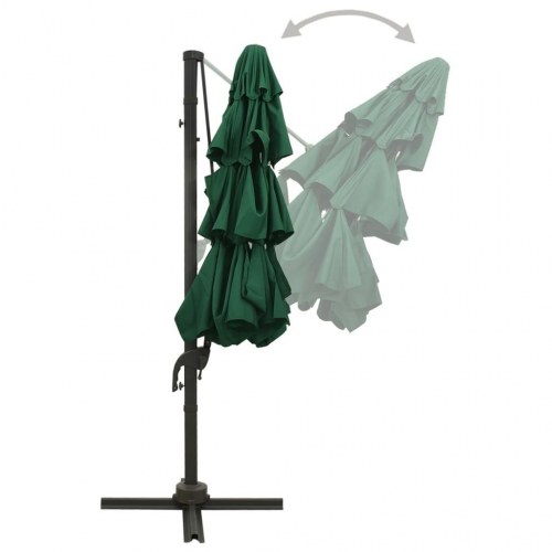 Parasol 3×3 m med aluminiumsstang - 4 niveauer, grøn