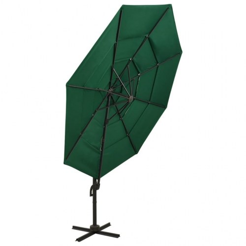 Parasol 3×3 m med aluminiumsstang - 4 niveauer, grøn