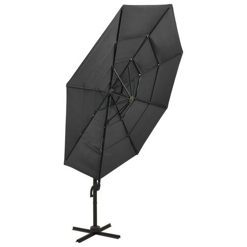 Parasol med aluminiumsstang 4 niveauer 3x3 m antracitgrå