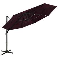 Parasol med aluminiumsstang 3 niveauer 3x3 m bordeaux