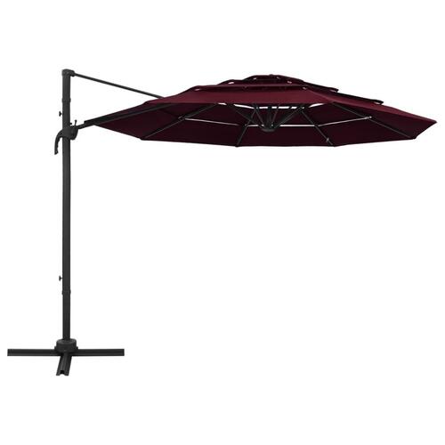 Parasol med aluminiumsstang 3 niveauer 3x3 m bordeaux