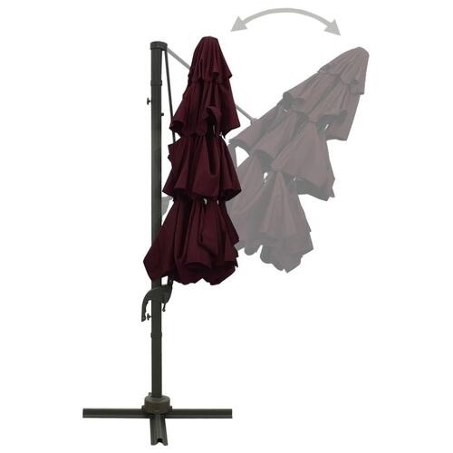 Parasol med aluminiumsstang 3 niveauer 3x3 m bordeaux