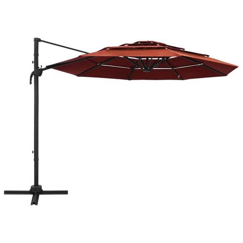 Parasol med aluminiumsstang i 4 niveauer 3x3 m terrakotta