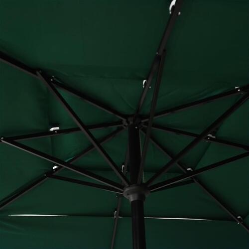 Parasol med aluminiumsstang i 3 niveauer 2,5x2,5 m grøn