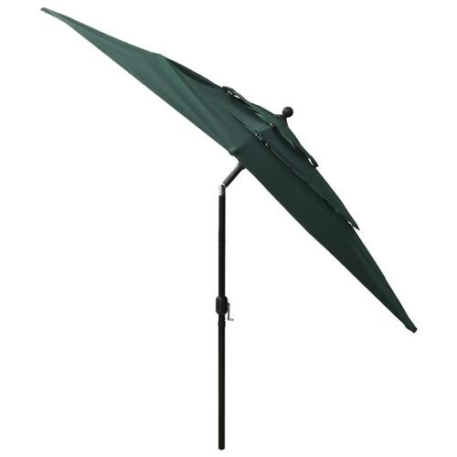 Parasol med aluminiumsstang i 3 niveauer 2,5x2,5 m grøn