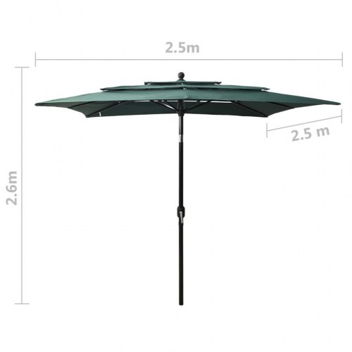 Parasol med 3 niveauer 250 x 250 cm - grøn