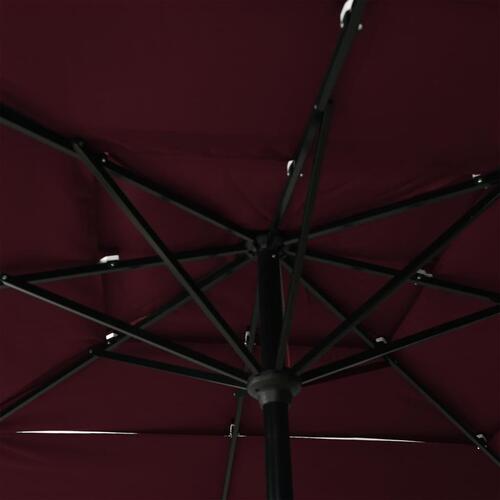 Parasol med aluminiumsstang i 3 niveauer 2,5x2,5 m bordeaux