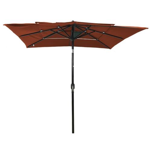 Parasol med aluminiumsstang i 3 niveauer 2,5x2,5 m terrakotta