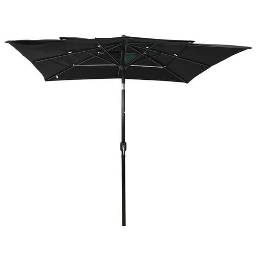 Parasol med aluminiumsstang i 3 niveauer 2,5x2,5 m sort