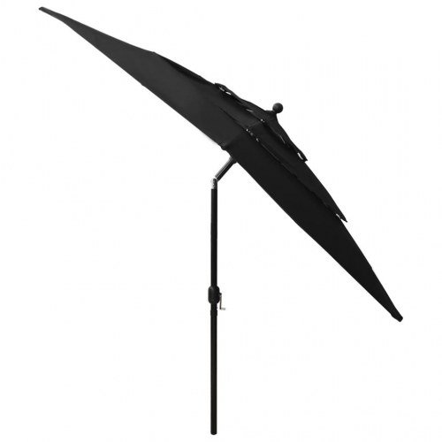 Parasol 2,5 × 2,5 m med aluminiumsstang - 3 niveauer, sort