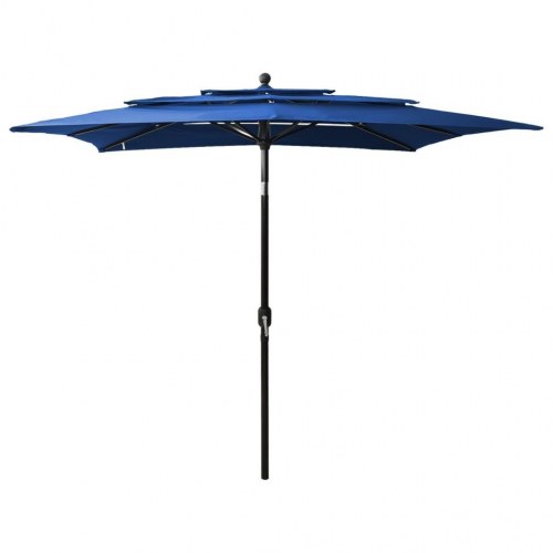 Haveparasol med 3 niveauer 2,5 x 2,5 m - azurblå