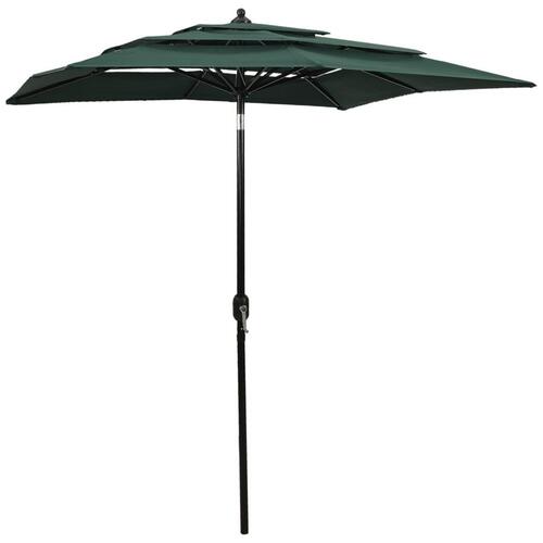 Parasol med aluminiumsstang i 3 niveauer 2x2 m grøn