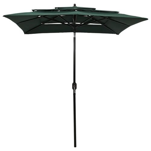 Parasol med aluminiumsstang i 3 niveauer 2x2 m grøn