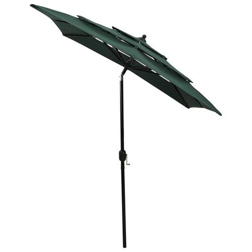 Parasol med aluminiumsstang i 3 niveauer 2x2 m grøn