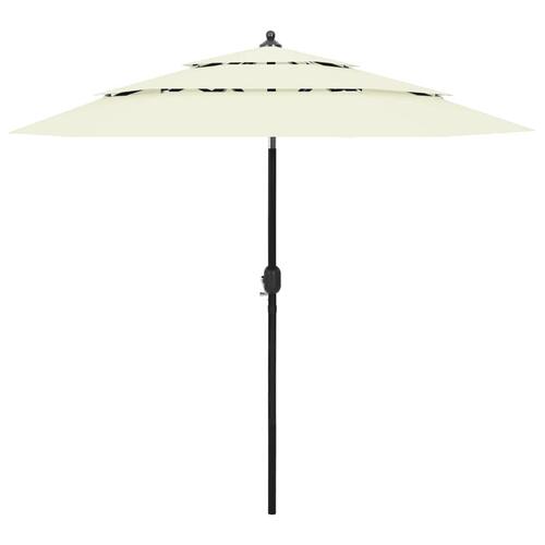 Parasol 2,5 m aluminiumsstang 3 niveauer sandfarvet