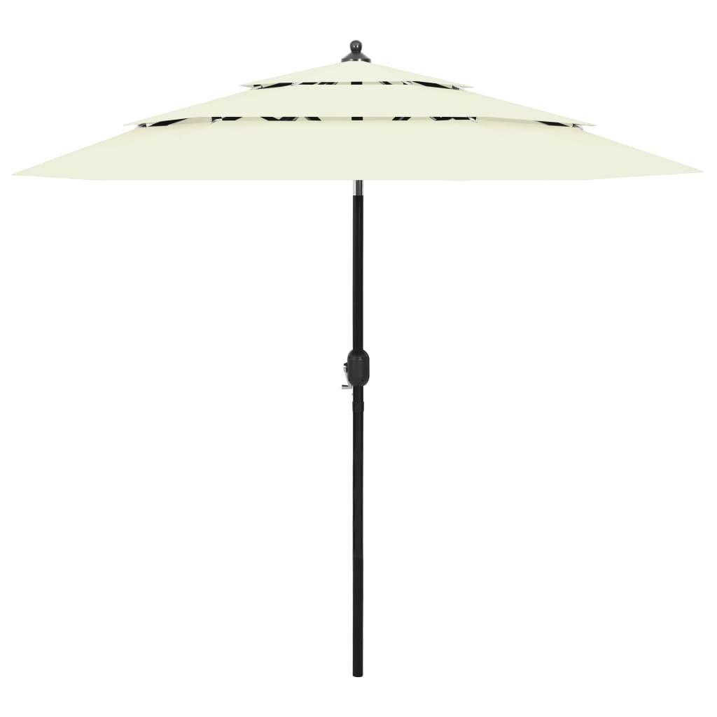 Parasol 2,5 m aluminiumsstang 3 niveauer sandfarvet