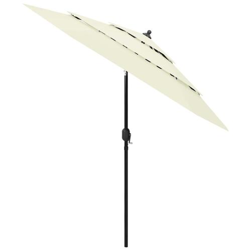 Parasol med aluminiumsstang i 3 niveauer 2,5 m sandfarvet