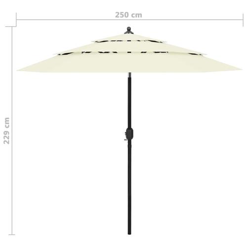 Parasol 2,5 m aluminiumsstang 3 niveauer sandfarvet