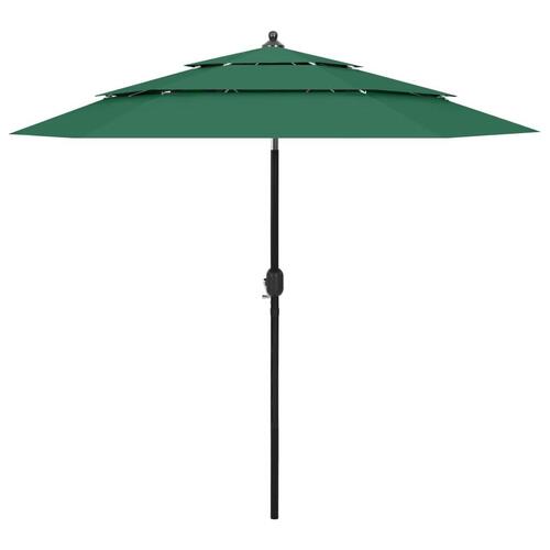 Parasol med aluminiumsstang i 3 niveauer 2,5 m grøn