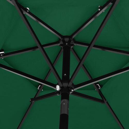 Parasol 2,5 m aluminiumsstang 3 niveauer grøn