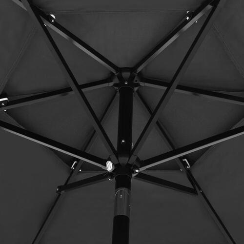 Parasol 2,5 m aluminiumsstang 3 niveauer antracitgrå
