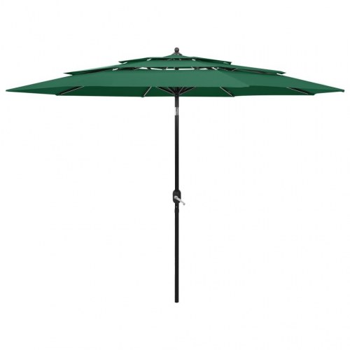 Parasol 3 m med aluminiumsstang i 3 niveauer - grøn