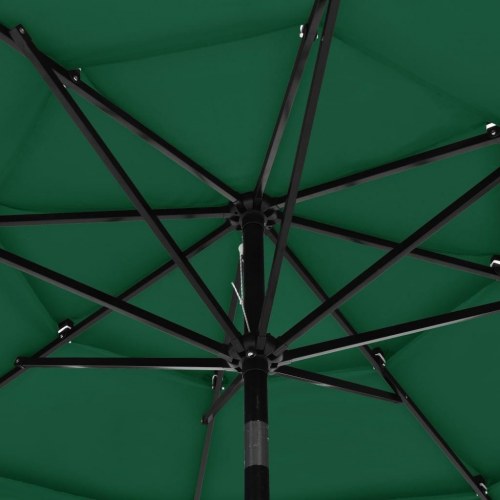 Parasol 3 m med aluminiumsstang i 3 niveauer - grøn