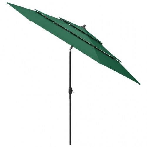Parasol 3 m med aluminiumsstang i 3 niveauer - grøn