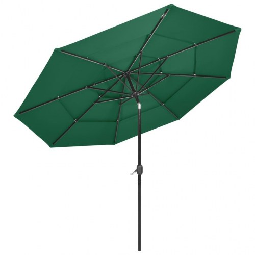 Parasol 3 m med aluminiumsstang i 3 niveauer - grøn