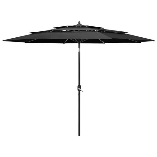 Parasol med aluminiumsstang 3 m 3 niveauer antracitgrå
