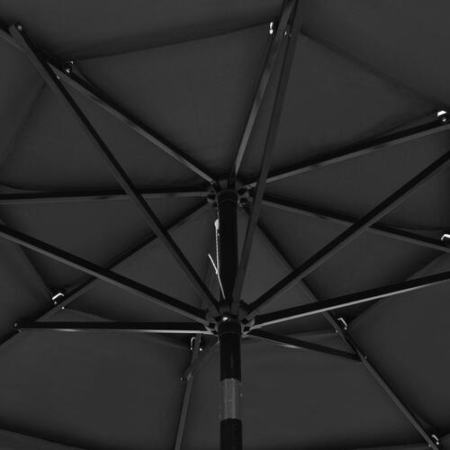 Parasol med aluminiumsstang 3 m 3 niveauer antracitgrå