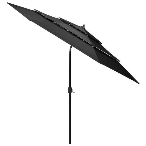 Parasol med aluminiumsstang 3 m 3 niveauer antracitgrå
